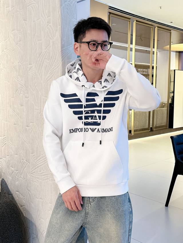 Armani 2025 Fall/Winter New Men's Casual Long-Sleeve Hooded Sweatshirt, origina