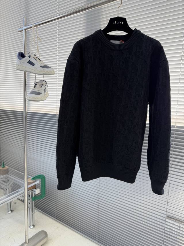 Dio Oblique All-over Jacquard Sweater Custom-woven and dyed beige-camel cotton j