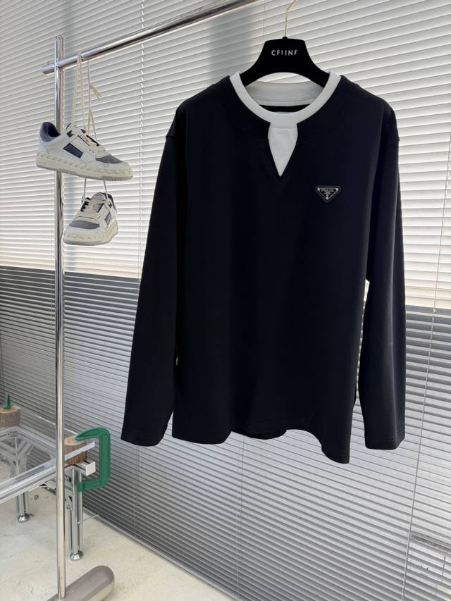 prad 2025Fw Autumn/Winter New Style Faux Two-Piece Long-Sleeved Hot Selling Item