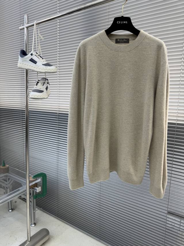 Loro Piana City Pull Crew Neck Knit Sweater, 3-color yarn blend, LP, 2025 Autumn