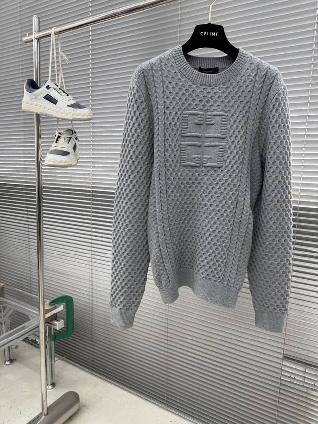 prad 2025Fw Autumn/Winter New Basic Natural Jacquard Logo Knit Thick Pullover Sw