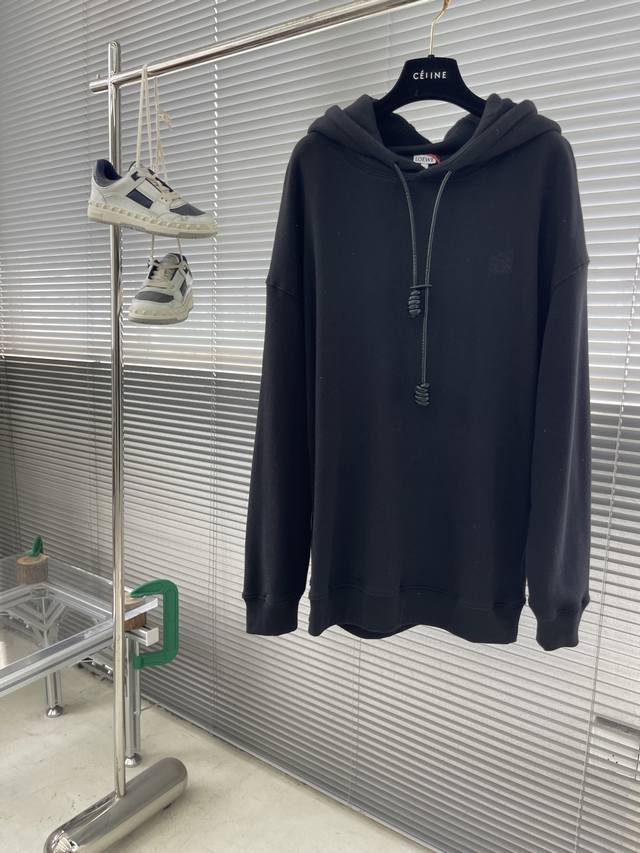 Loew Anagram Leather Embroidered Hooded Sweatshirt Custom-made, elegant, medium-