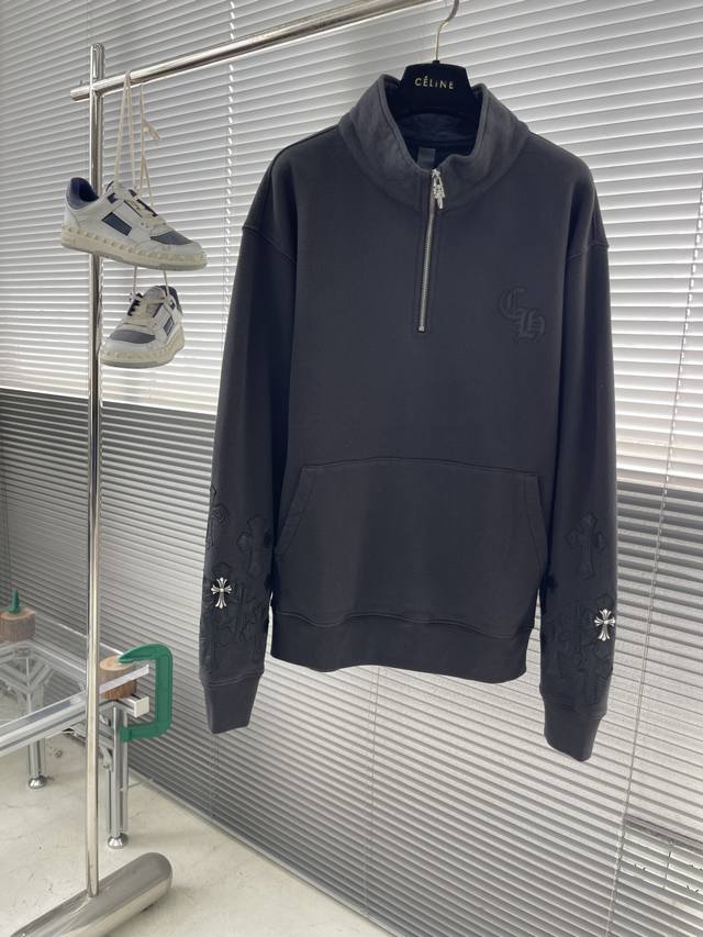 Ch Chrome Hearts 2025 Autumn/Winter New Stand Collar Zipper Sweatshirt. Made ent