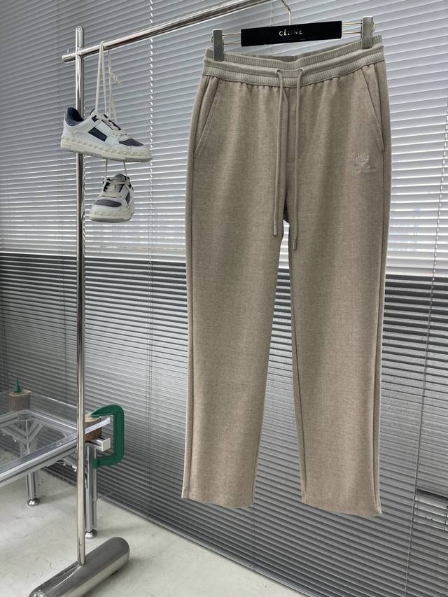 Loro Piana 2025 Autumn/Winter Wool Blend Elastic Waist Straight Leg Casual Pants