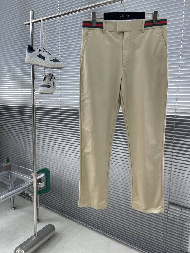Gucc 25Ss New Double-Layer Twill Cotton Cargo Trousers with Waistband and Headba