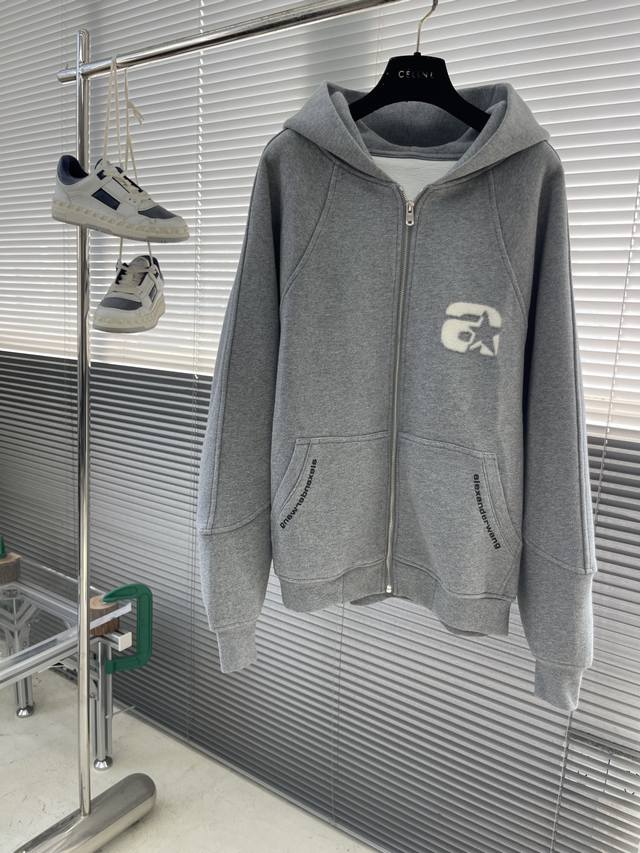 Alexanderwang 2025 Autumn/Winter New Zip-Up Hoodie, made of 680g terry cloth, wi