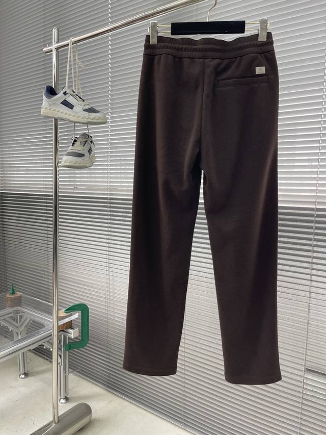 Loro Piana 2025 Autumn/Winter Wool Blend Elastic Waist Straight Leg Casual Pants