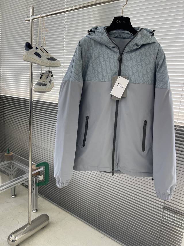 Dio 25Fw New Hooded Down Jacket Monogram Pattern Patchwork Down Jacket Hooded Ou