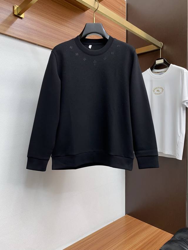 Chrome Hearts Men's High-End Simple Crew Neck Thickened Air Cotton Long-Sleeve