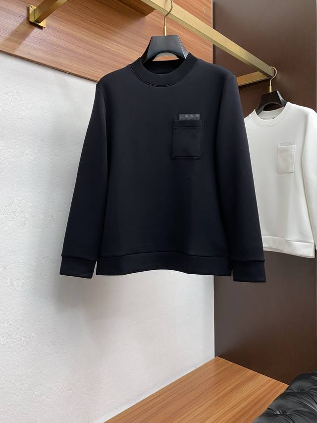 Bv Men's High-End Simple Crew Neck Thickened Air Cotton Long-Sleeve Sweatshirt,