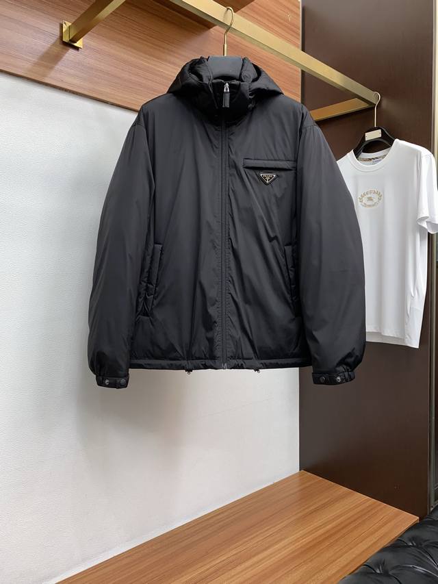 Prada Fall/Winter 2025 New Detachable Drawstring Hood Recycled Nylon Down Jacke