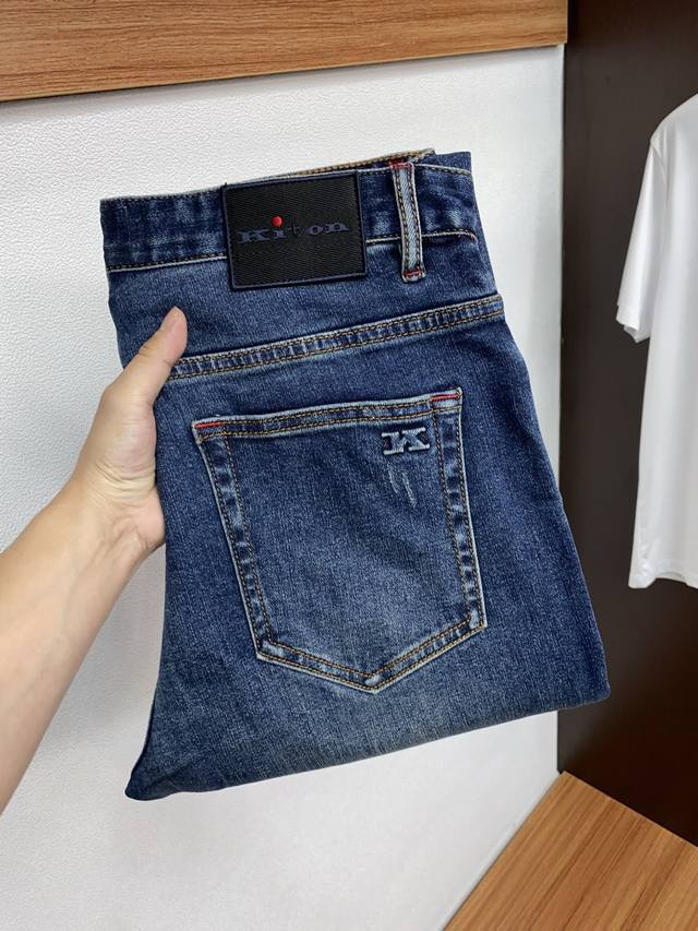 Kiton 2025 Autumn/Winter New Arrival Original Men's Slim Fit Denim Casual Pants,