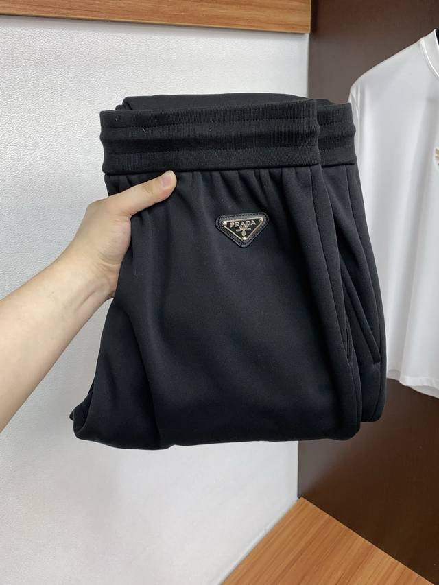 Prada 2025 Autumn/Winter Custom Pure Cotton Fleece-Lined Casual Pants. Clean an