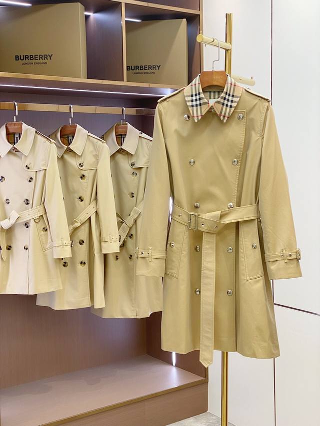 Honey Color Real Product Photos Checkered Metal Double-Breasted Gabardine Trenc