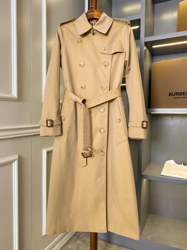 New British Style Classic Double-Breasted Long Trench Coat, Spring/Autumn Offici
