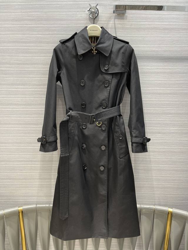 New British Style Classic Double-Breasted Long Trench Coat, Spring/Autumn Offici