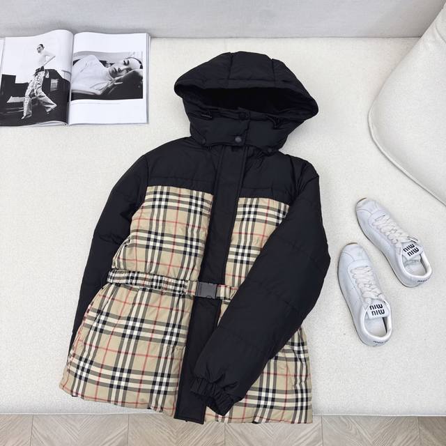 Original Quality Bur 25Ss Autumn/Winter New Vintage Plaid Patchwork Double-Sided