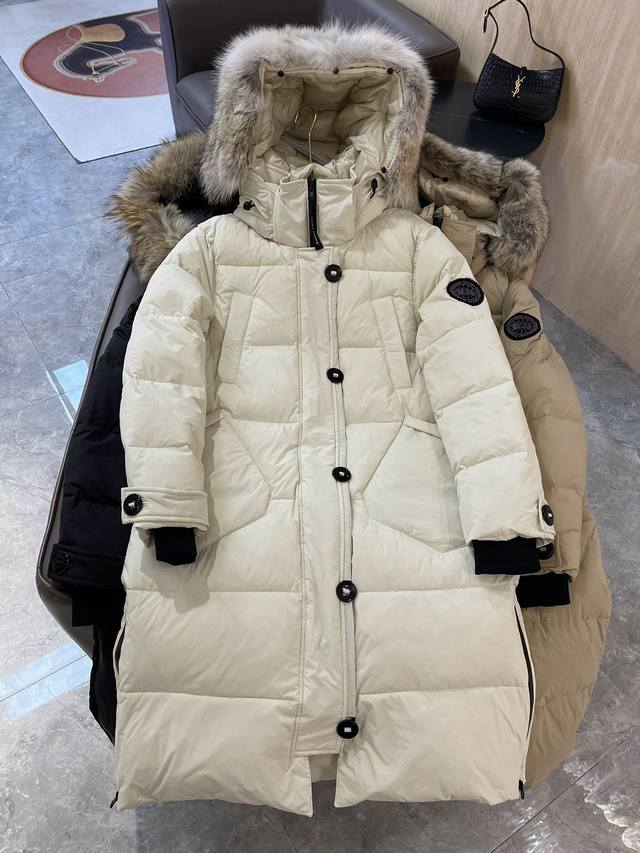 Ah265#New Down Jacket Canada. Goose, Jungle Wolf Fur Oversized Collar, Slim Fit,