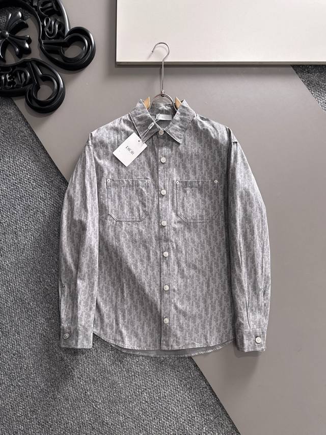 Dior 2025 New Classic Jacquard Long-Sleeve Shirt, same style as sold in boutique