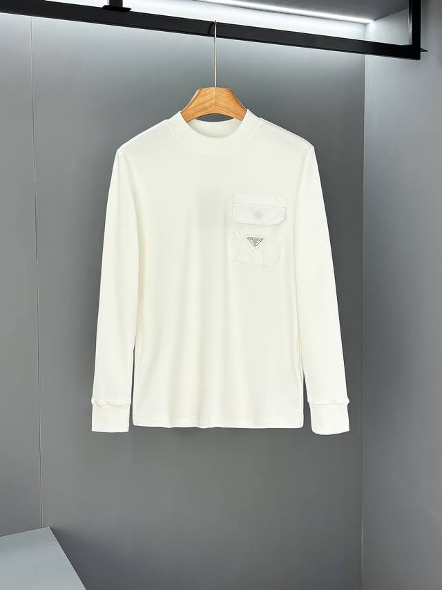 Prada 25Ss Autumn New Arrival, Trade Order Round Neck Long Sleeve Base Shirt, P