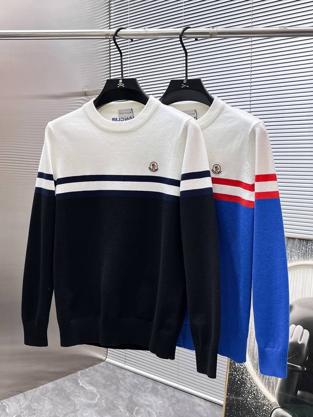 Moncler 2025Ss New Wool Blend Crew Neck Long Sleeve Sweater, High-End Version!