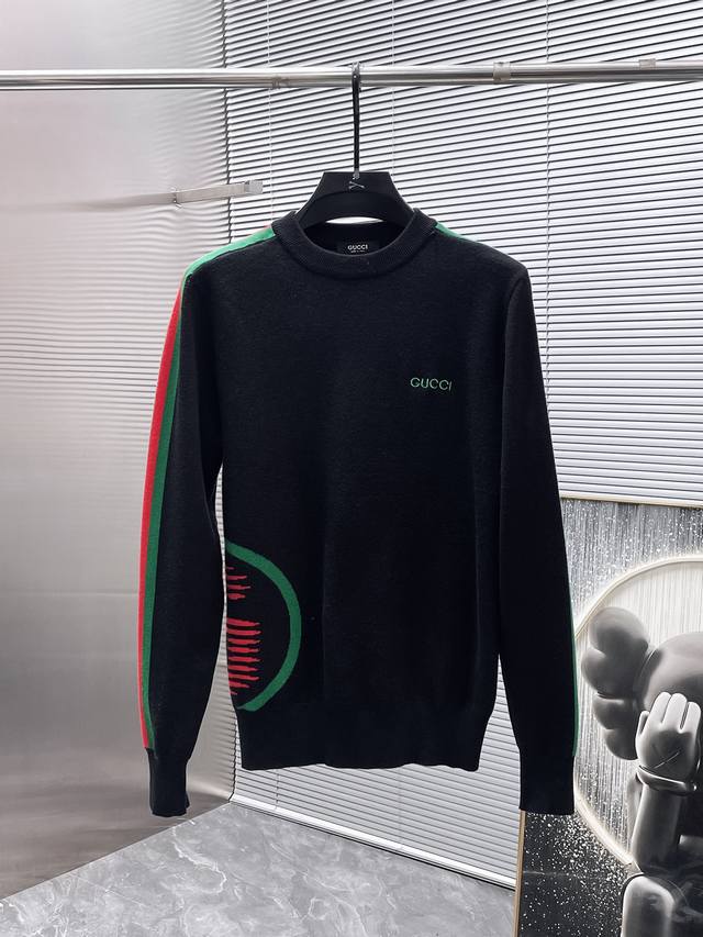 Gucci 2025 Spring/Summer New Wool Blend Crew Neck Long Sleeve Sweater, High-End