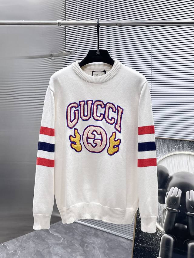 Gucci 2025 Spring/Summer new wool blend long-sleeved crew neck sweater, high-en