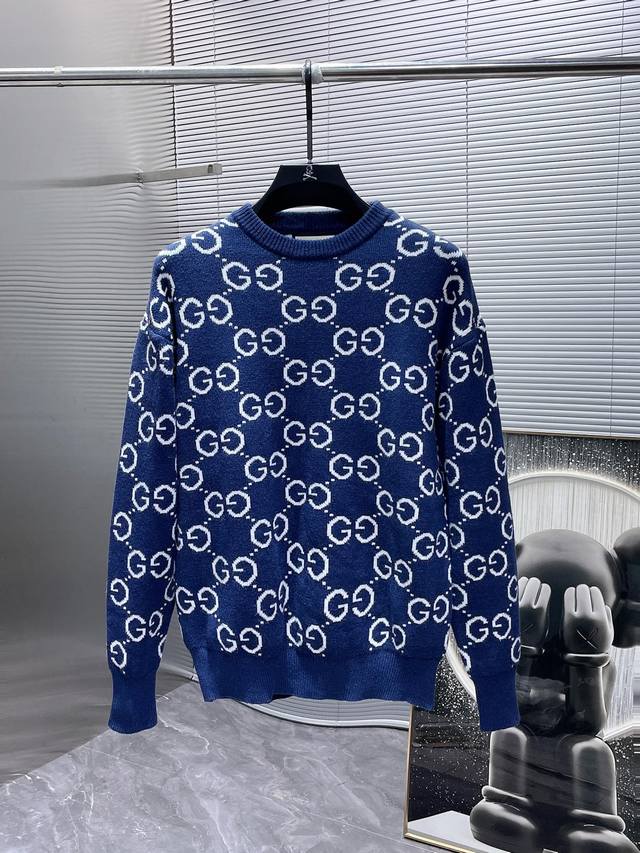 Gucci Top-Tier 2025 Spring/Summer Early Autumn New Wool Blend Crew Neck Long-Sl