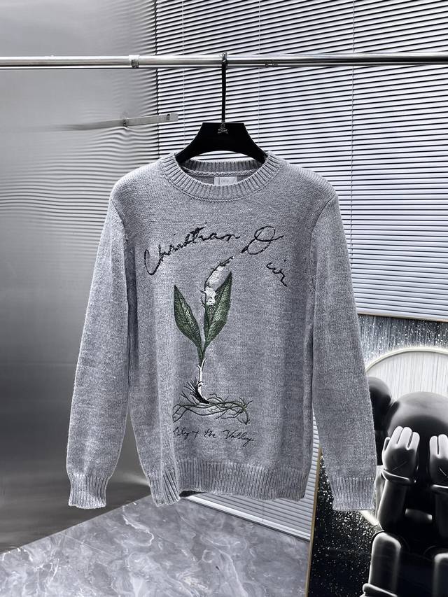 Dior 2025 Spring/Summer New Wool Blend Long-Sleeve Crew Neck Sweater, High-End