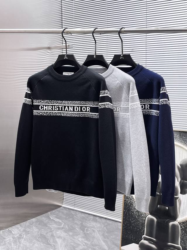 Dior 2025 Spring/Summer New Wool Blend Crew Neck Long Sleeve Sweater, High-End