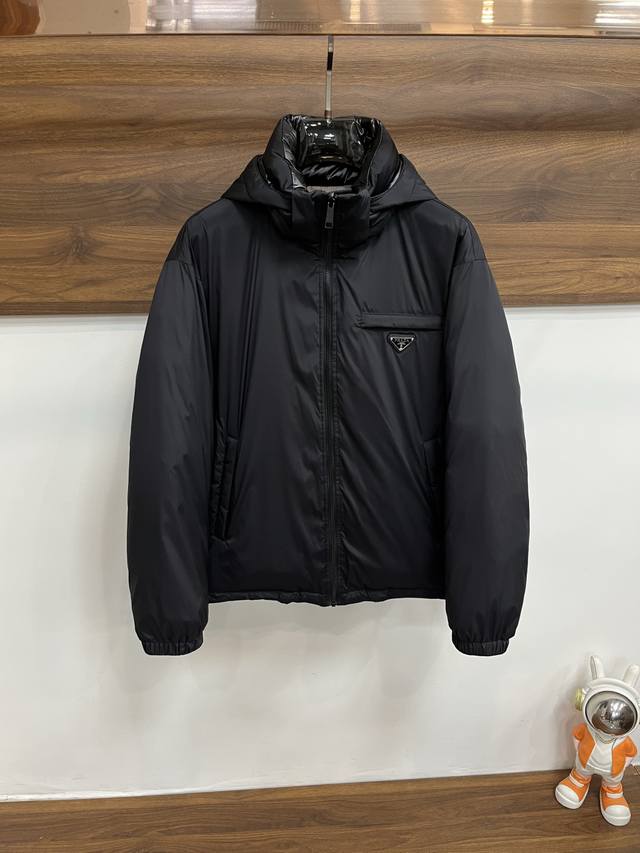 Featured Prada 2025 latest fashion designer down jacket, Prada hooded down jack