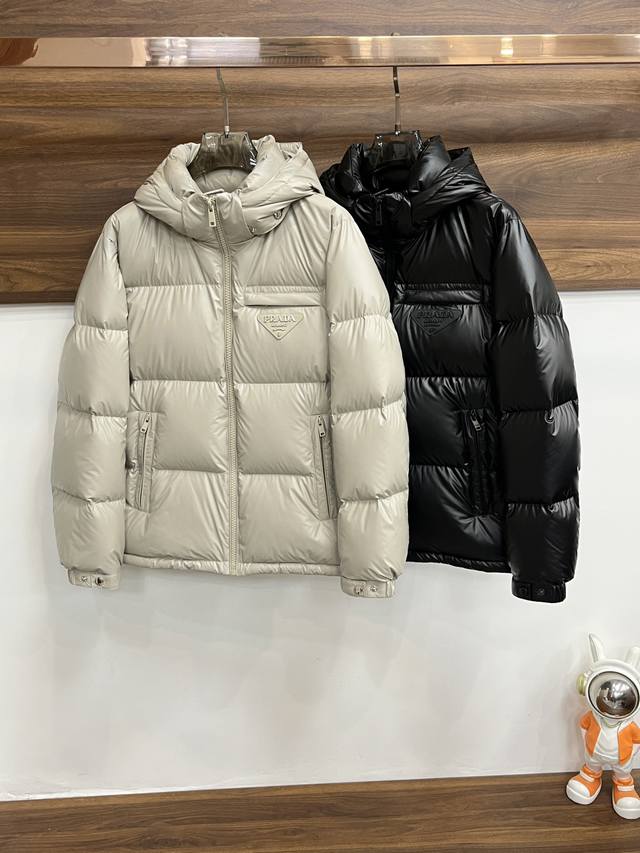 Featured Prada 2025 latest fashion designer down jacket, Prada hooded down jack