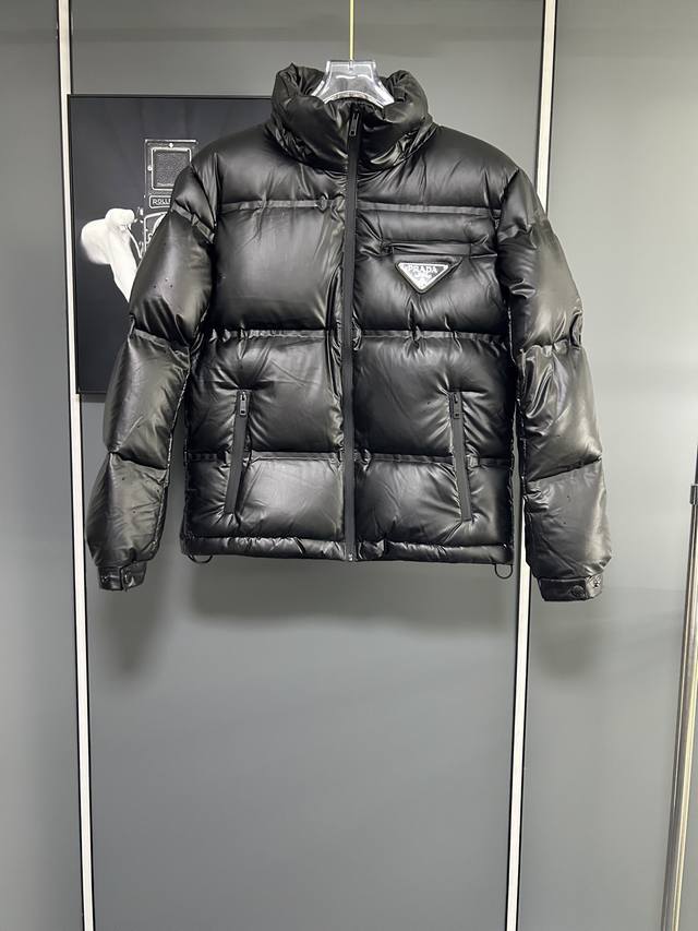 Prada Black Technology Leather Down Jacket This version uses a different fabric