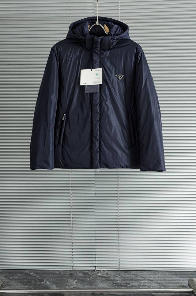 New# 5pra#Da Prada 2025Fw Windproof and Waterproof White Duck Down Filled Men's