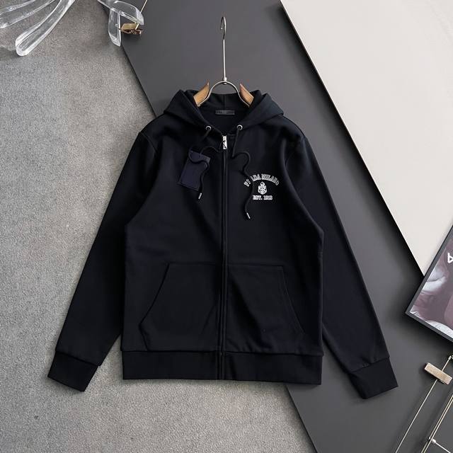 prad*25Fw Autumn Zipper Hooded Sweatshirt Jacket Exclusive custom-dyed medium-we