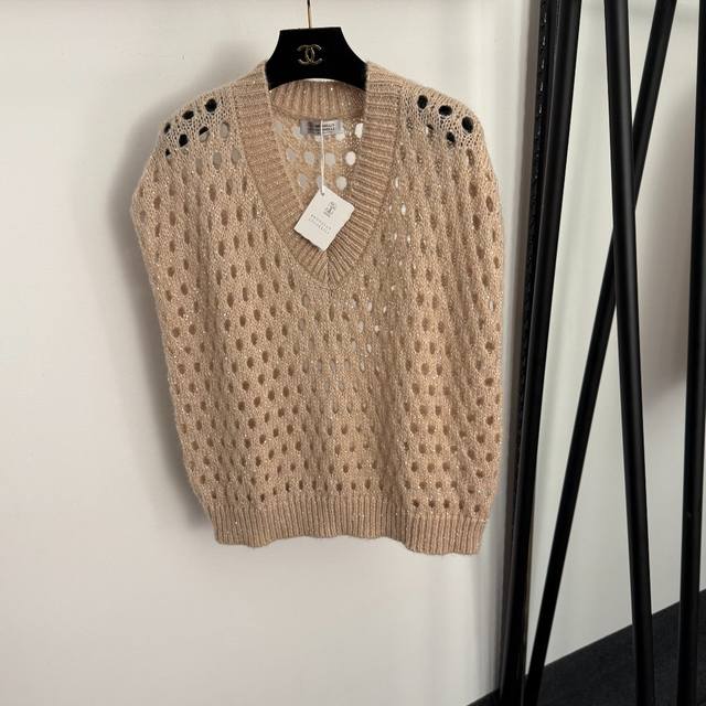 Style No. 20257265 Brunello Cucinell*Bc New Sparkling Sequined V-Neck Hollowed-