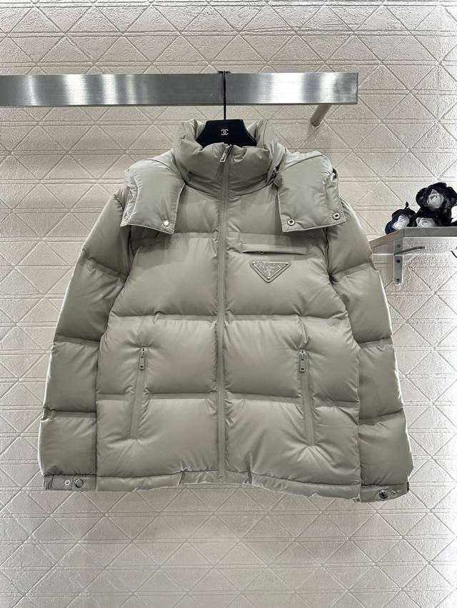 prad*2025 New Arrival Hooded Detachable Down Jacket Custom Yb imported reflectiv