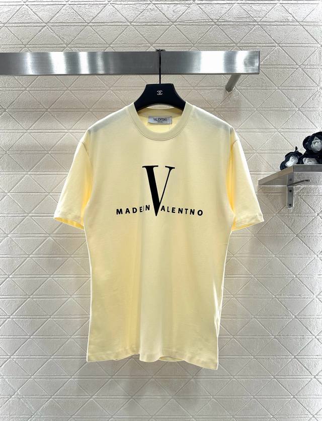 Valentin*2025 New Arrival Flocked Letter Crew Neck T-Shirt Custom Yb 100% Cotton
