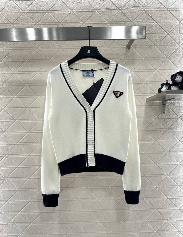 prad*2025 New Arrival Color-Blocked Knit Cardigan Made with custom Yb 100% cotto