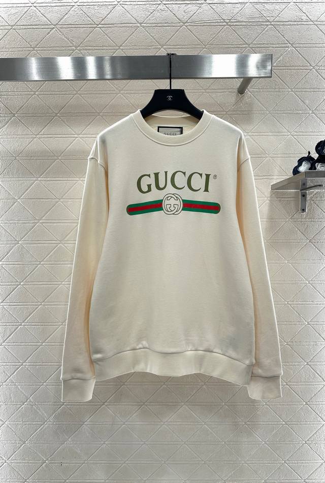 Gucc*2025 New Arrival Color-Blocked Letter Crew Neck Sweatshirt Made with custom