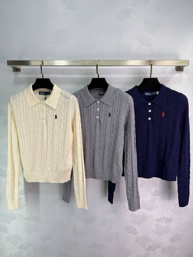 po*25 Early Autumn New Classic Cable Knit Top with Exquisite Pony Logo Embroider