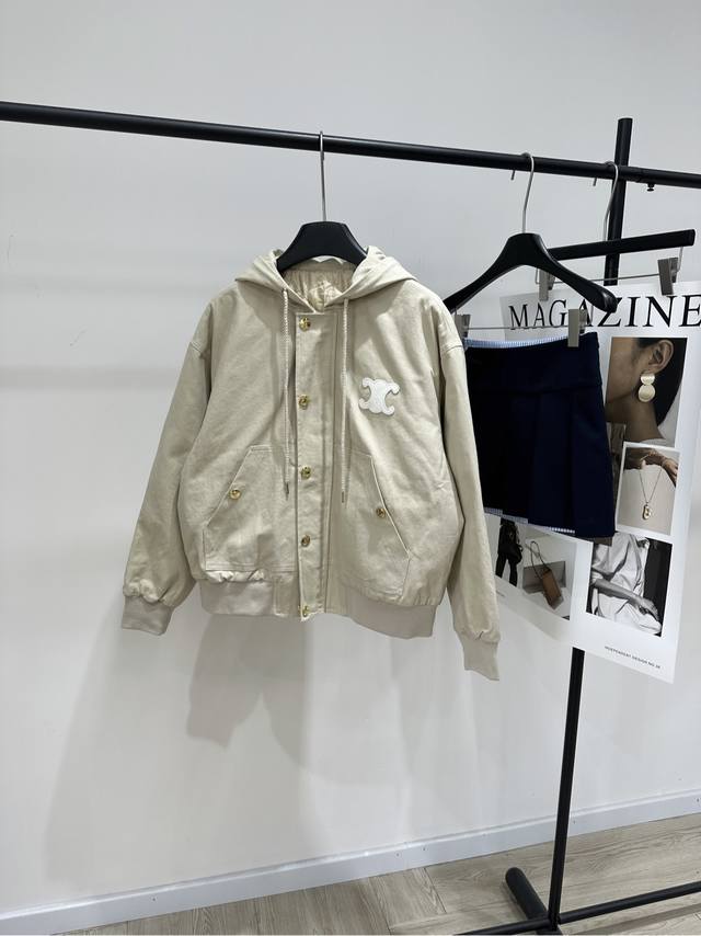 Ce Beige Arc de Triomphe Hooded Jacket, Fabric: Cotton Lining, Color: Beige, Cel