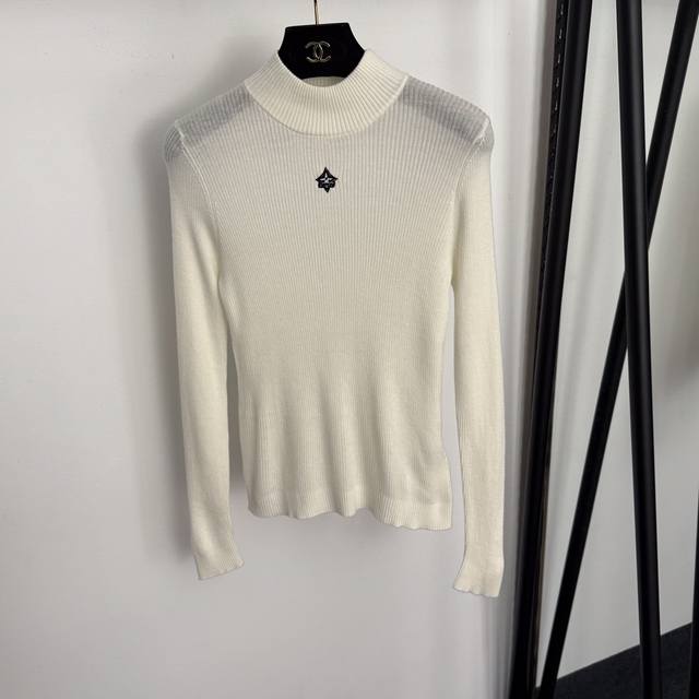 Style No. 20257252 Lv* New Simple Embroidered High Neck Slim Fit Long Sleeve Wo