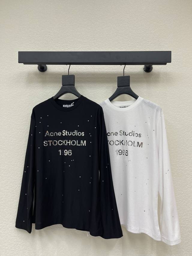 Acne*26 Early Spring New Heavy-Duty Glitter Print Letter Hot-Film Rhinestone Lon