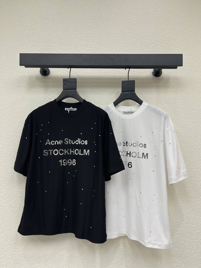 Acne*26 Early Spring New Heavy-Duty Glitter Print Letter Hot-Film Rhinestone Sho