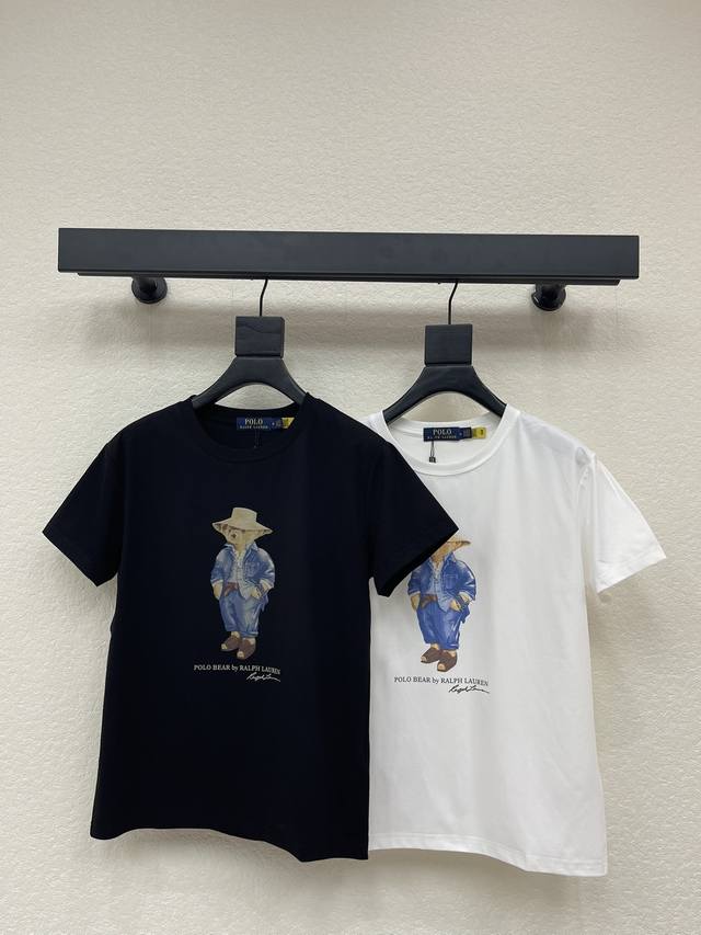 Ralph Laure Polo Bear Denim Print Short-Sleeve T-Shirt Made of cotton Soft and c