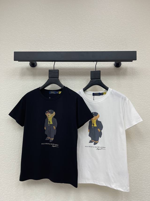 Ralph Laure Polo Suit Bear Print Short-Sleeve T-Shirt Made of cotton Soft and co