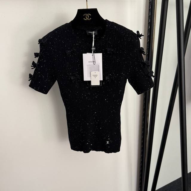 Style No. 20257187 Chanel* New Sparkling Sequined Bow-Decorated Short-Sleeve Pu