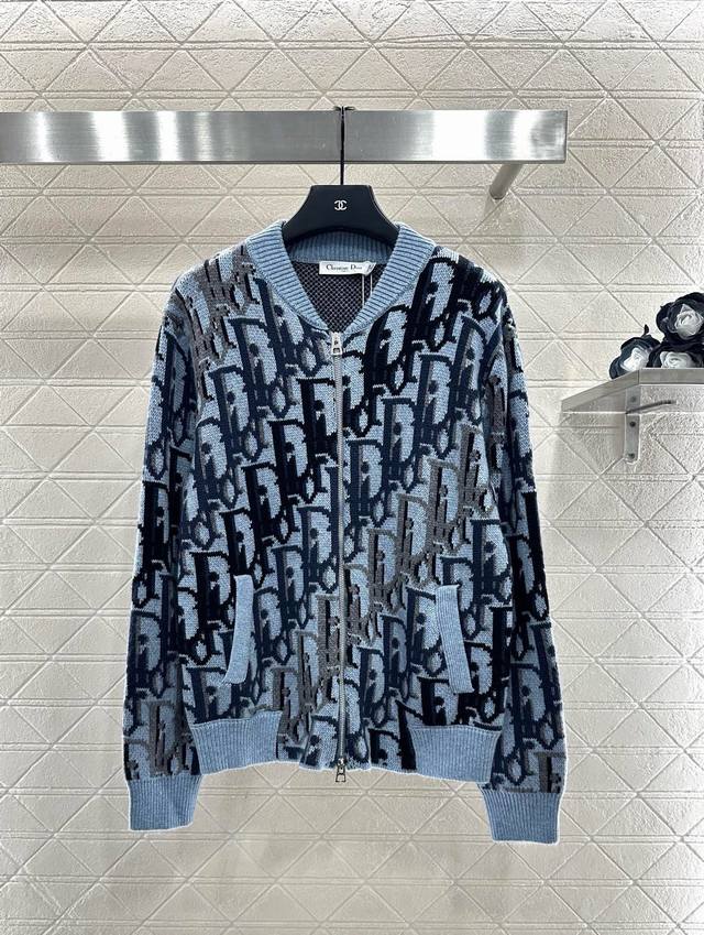 Dioo*2025 New Arrival Jacquard Knit Zipper Cardigan Made with custom Yb wool yar