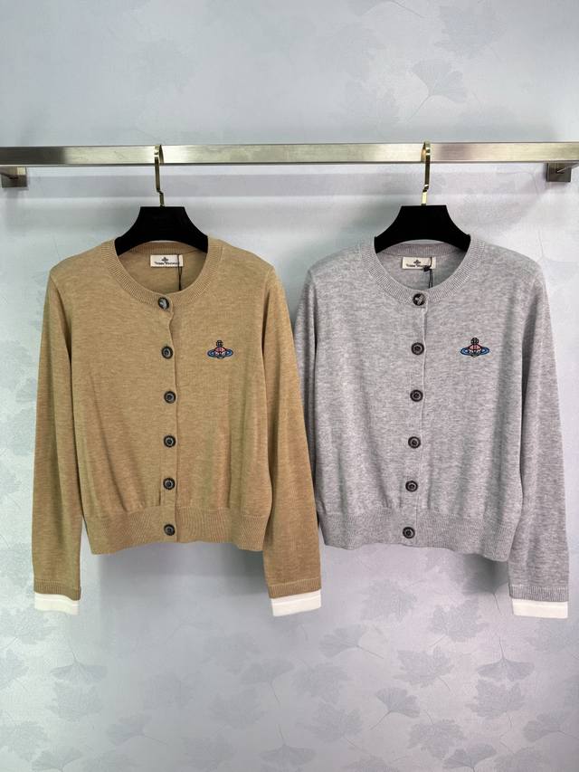 Xitai*25 Early Autumn New Knitted Cardigan with Saturn Embroidered Logo on the